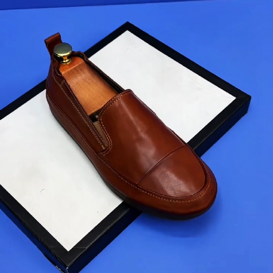 Men's Brown Leather Slip On Loafers