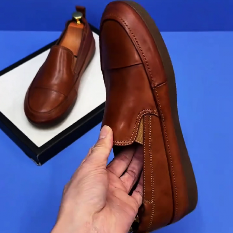 Men's Brown Leather Slip On Loafers