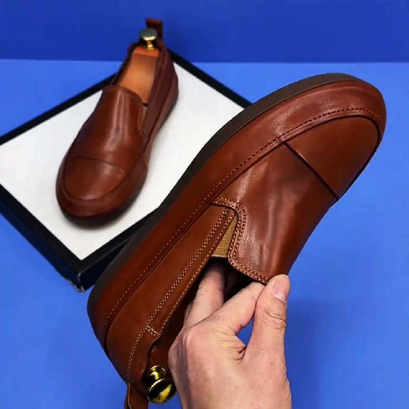 Men's Brown Leather Slip On Loafers