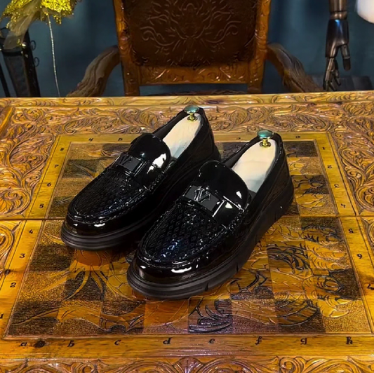 Men's Black Patent Leather Loafers