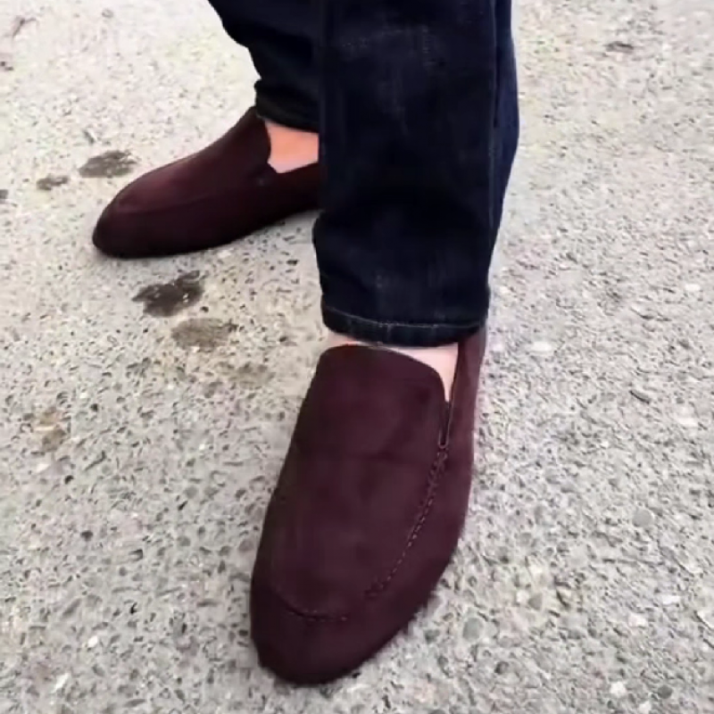 Men's Brown Suede Slip On Loafers
