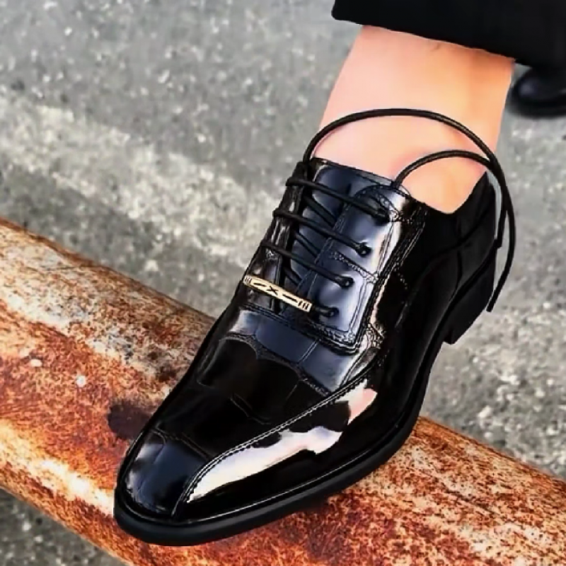 Men's Black Patent Leather Oxford Dress Shoes