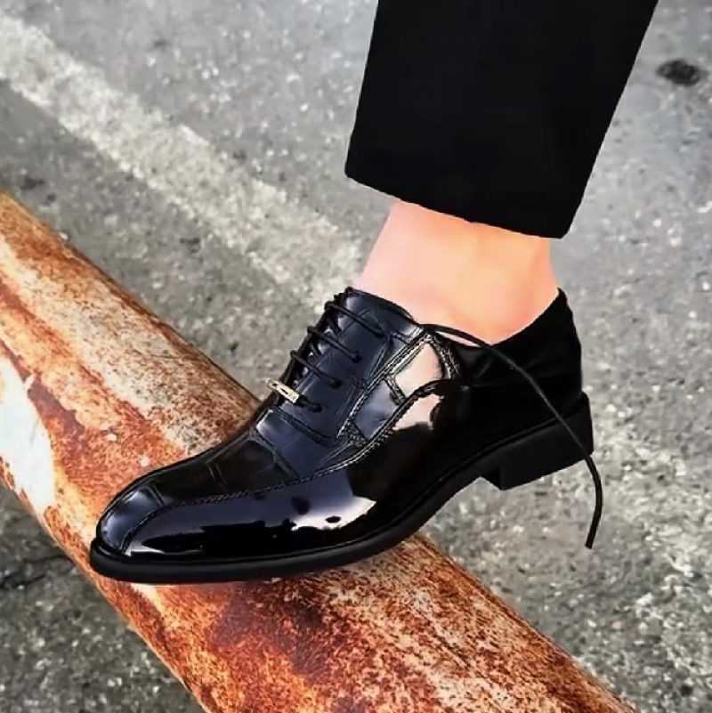 Men's Black Patent Leather Oxford Dress Shoes