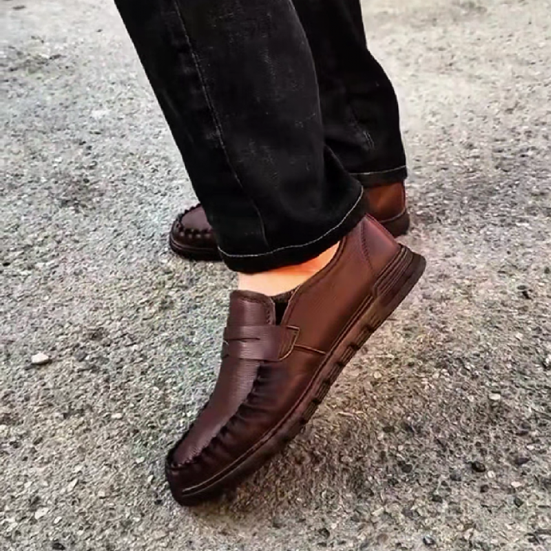 Men's Woven Leather Slip On Loafers