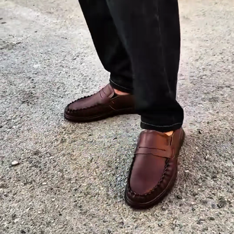 Men's Woven Leather Slip On Loafers
