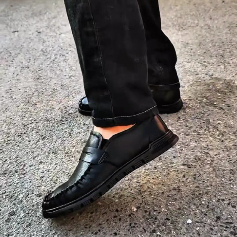 Men's Woven Leather Slip On Loafers