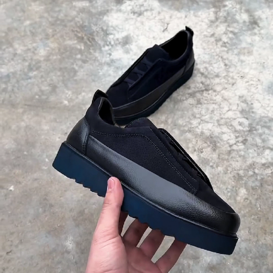 Men's Blue Suede Leather Slip On Sneakers