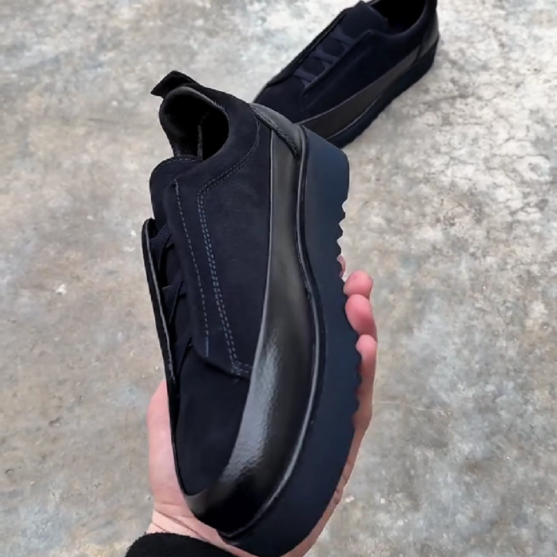 Men's Blue Suede Leather Slip On Sneakers