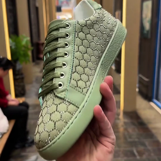 Men's Hexagonal Pattern Lace Up Sneakers