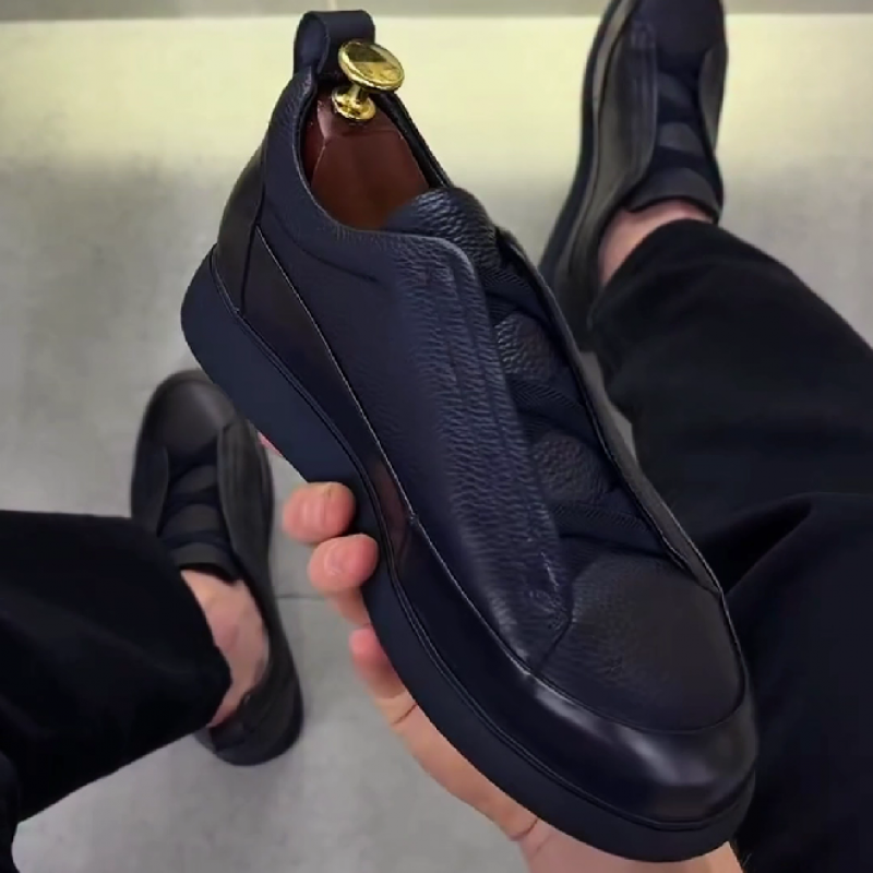 Men's Leather Slip On Casual Sneakers