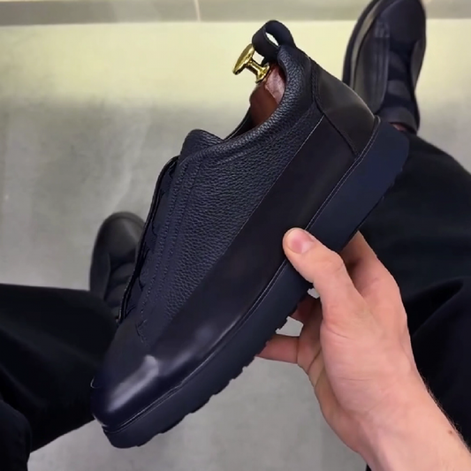 Men's Leather Slip On Casual Sneakers