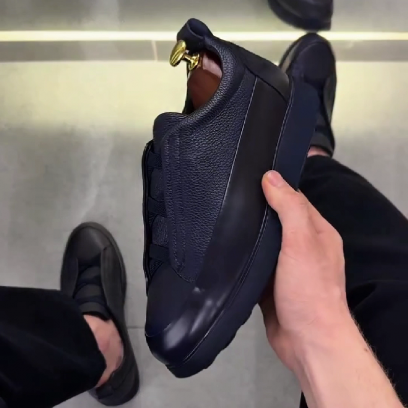 Men's Leather Slip On Casual Sneakers