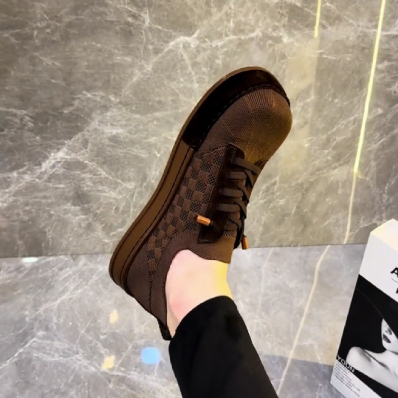 Men's Checkered Knit Lace Up Sneakers