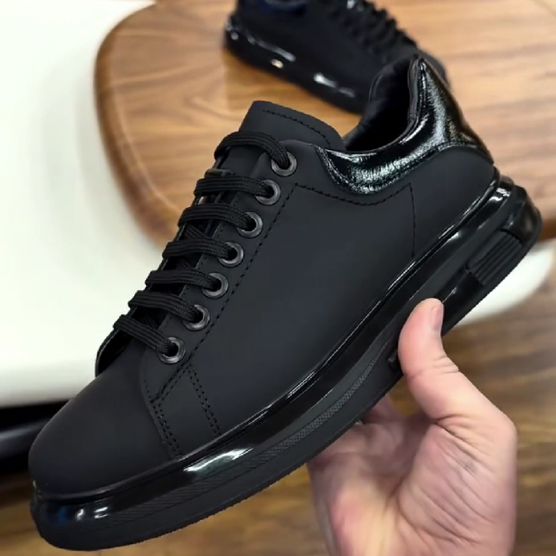 Men's Patent Leather Lace Up Sneakers