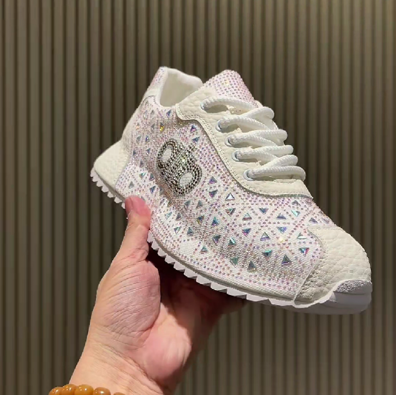 Men's Rhinestone Geometric Lace Up Sneakers