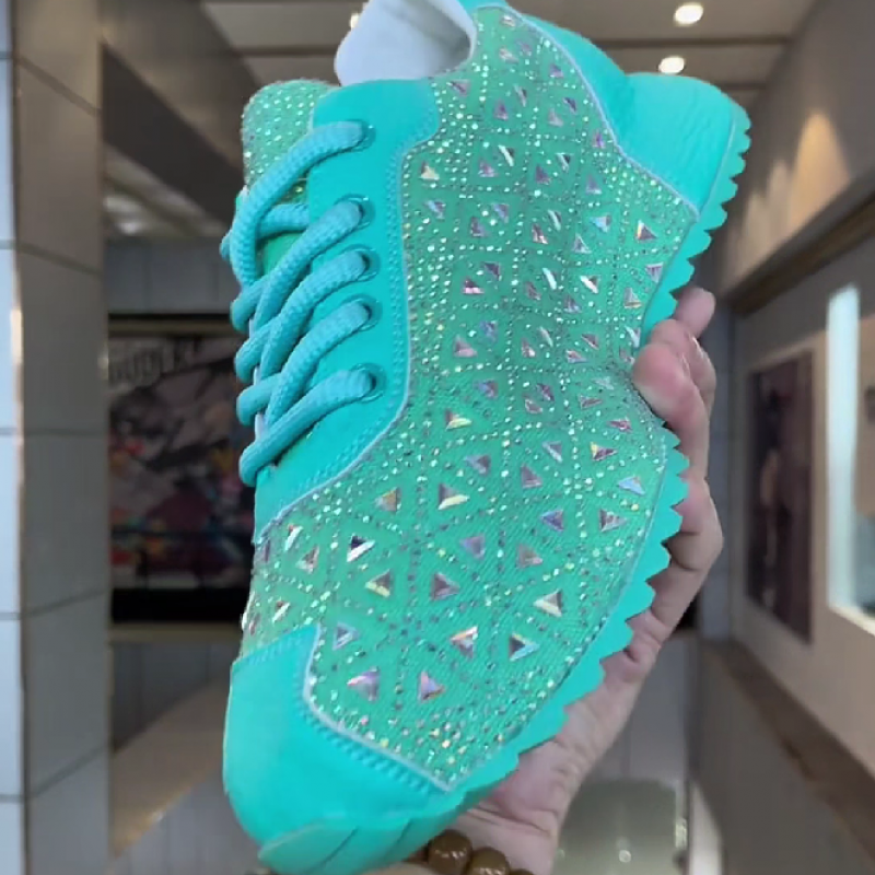 Men's Rhinestone Geometric Lace Up Sneakers