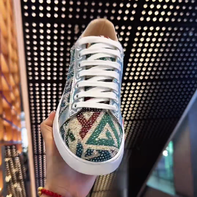 Men's Rhinestone Patterned Lace Up Sneakers