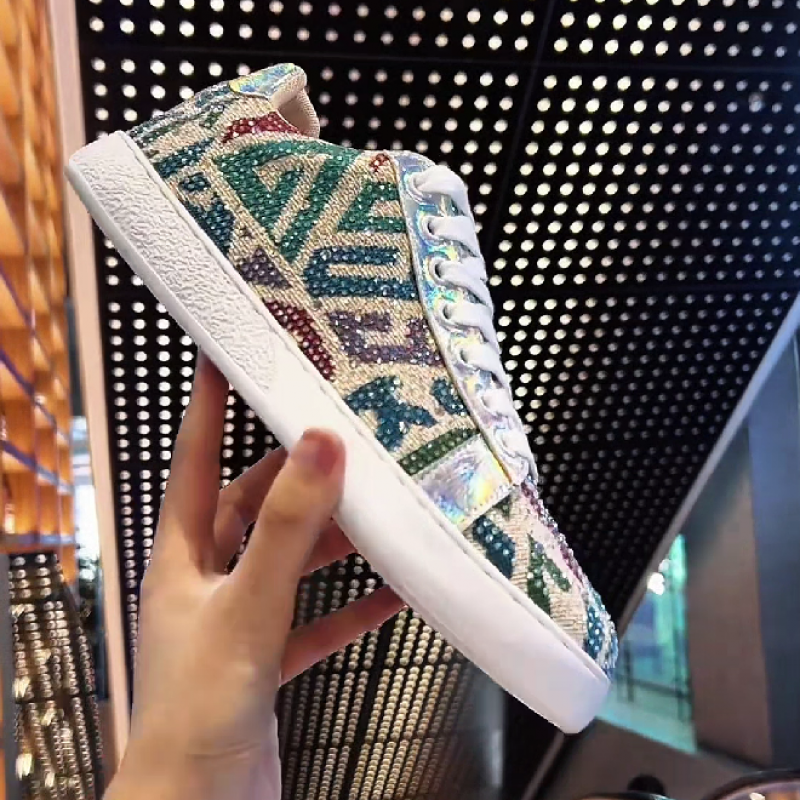 Men's Rhinestone Patterned Lace Up Sneakers
