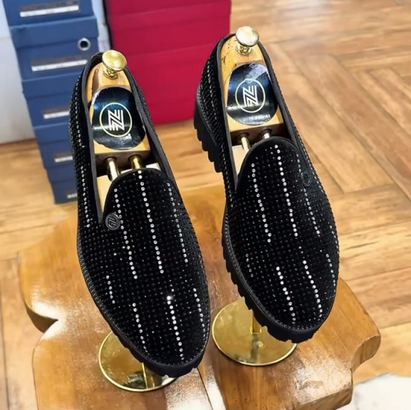 Men's Rhinestone Slip On Loafers
