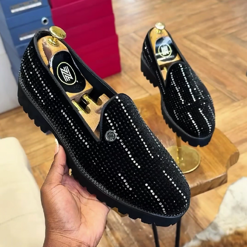 Men's Rhinestone Slip On Loafers