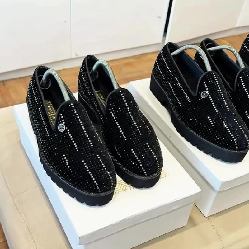 Men's Rhinestone Slip On Loafers