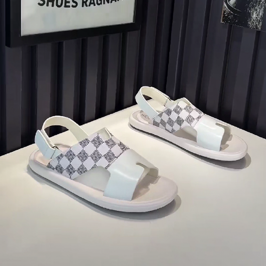 Men's Checkered Pattern Slip-On Sandals