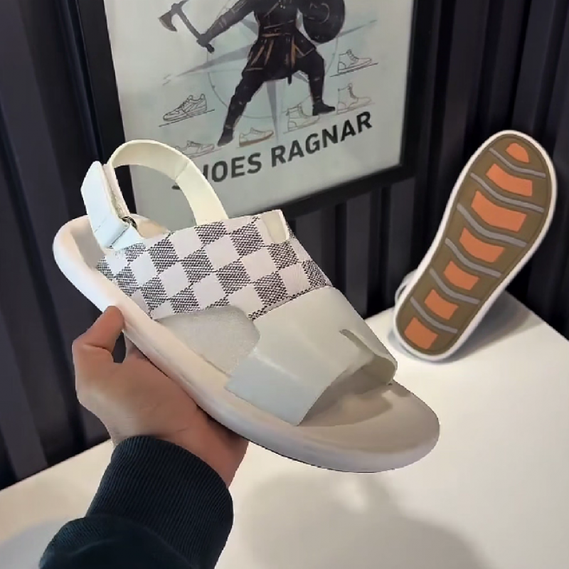 Men's Checkered Pattern Slip-On Sandals