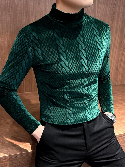Green Velvet Knit Turtleneck