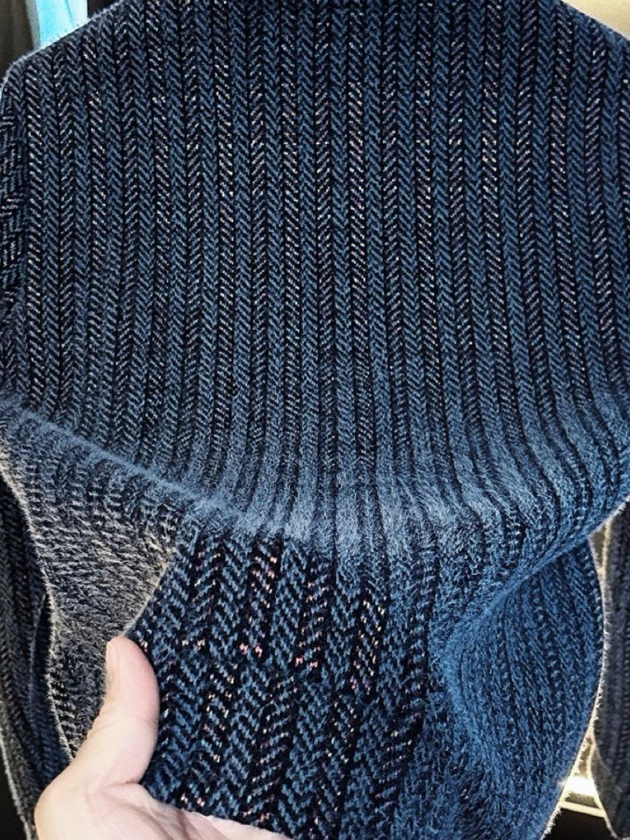 Navy Knit Shiny Sweater