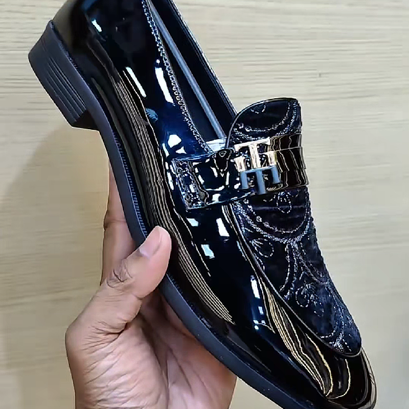 Black Embroidered Loafer