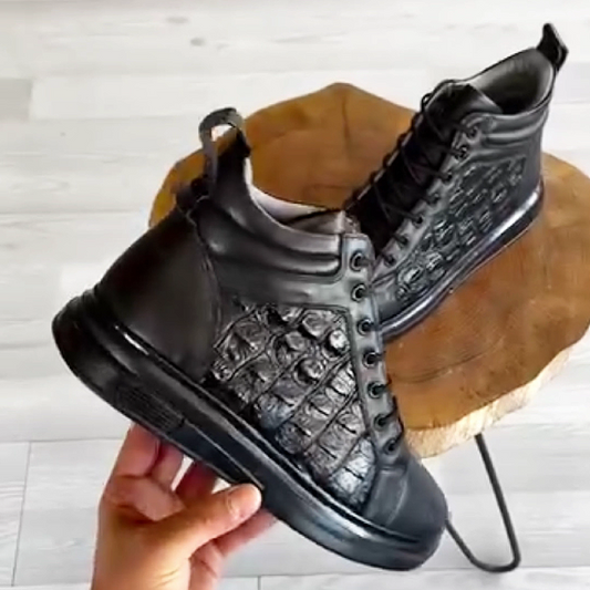 Men's Leather Lace-Up Casual Ankle Boots