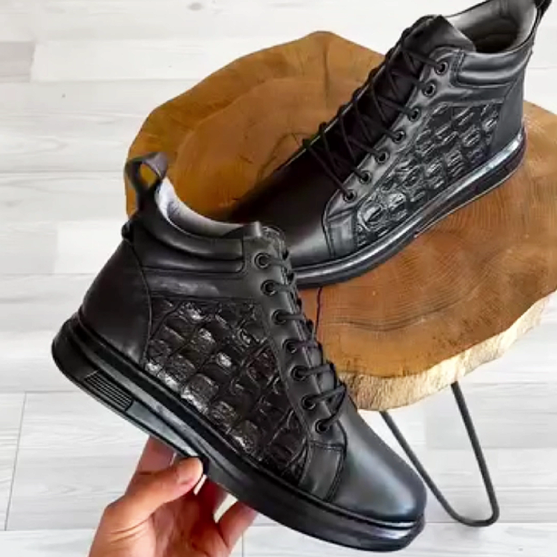 Men's Leather Lace-Up Casual Ankle Boots