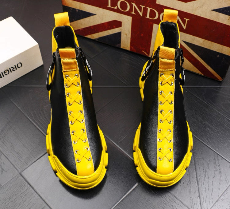 Men's Lace-Up Casual Boots with Zipper Detail