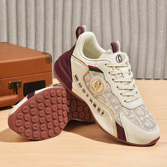 Men's Mesh and Leather Lace-Up Athletic Sneakers