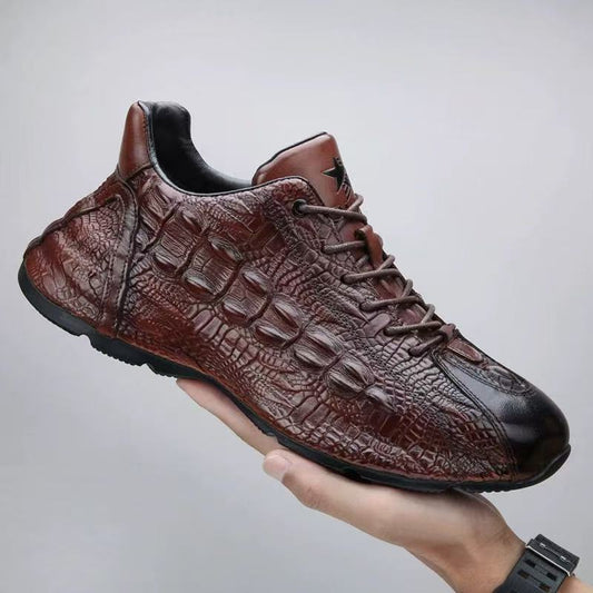Men's Textured Leather Lace-Up Casual Shoes