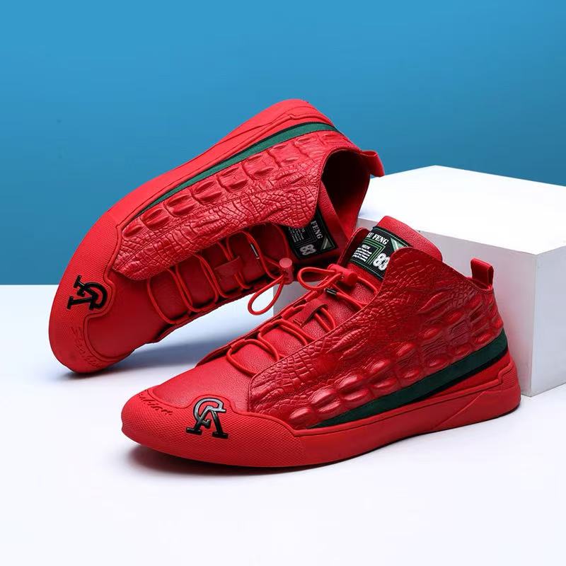Men's Textured Leather Lace-Up Casual Shoes with Stripes