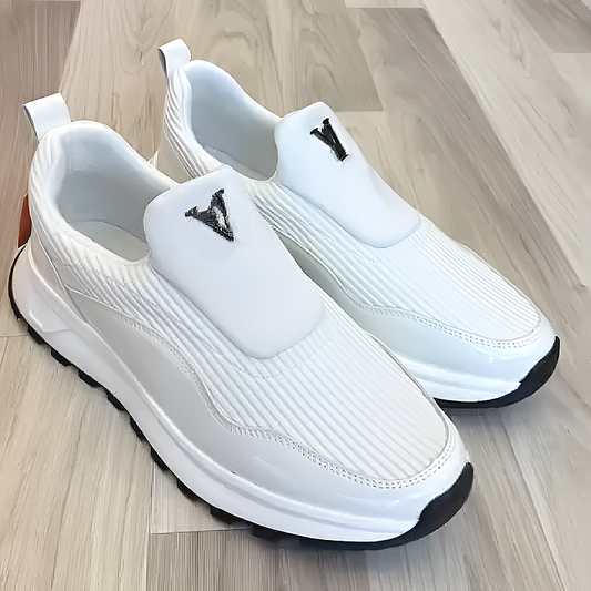 Men's Slip-On Knit Sneakers with Logo Detailing