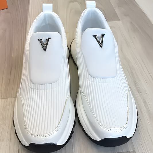 Men's Slip-On Knit Sneakers with Logo Detailing