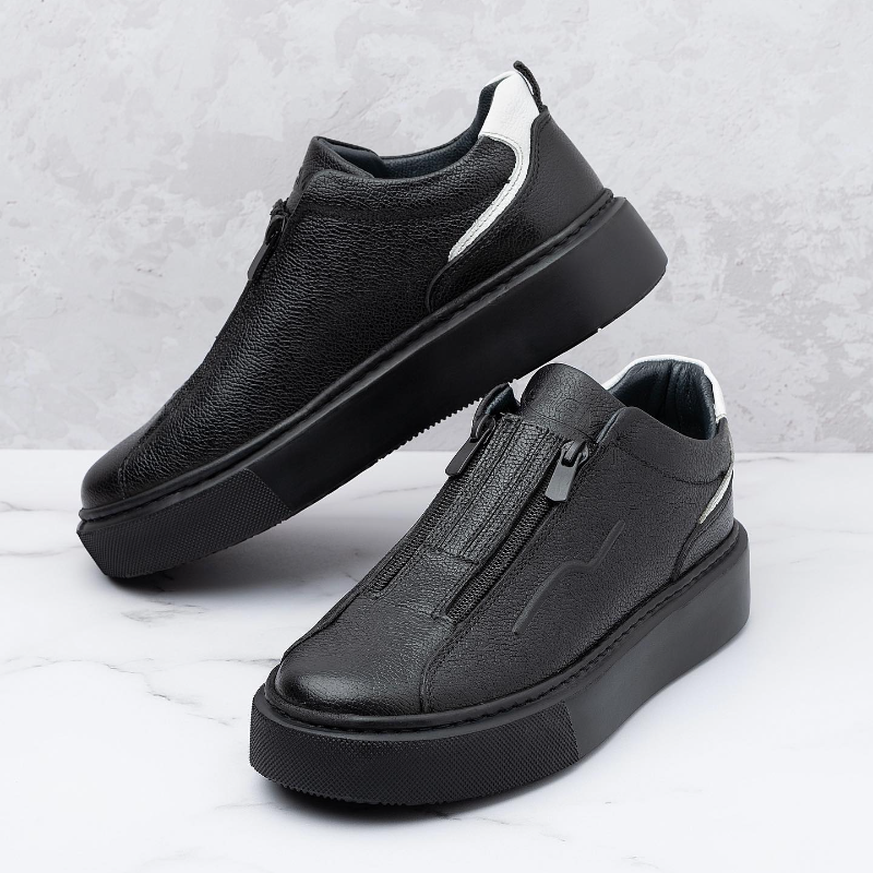 Men's Zippered Sneakers with Platform Sole