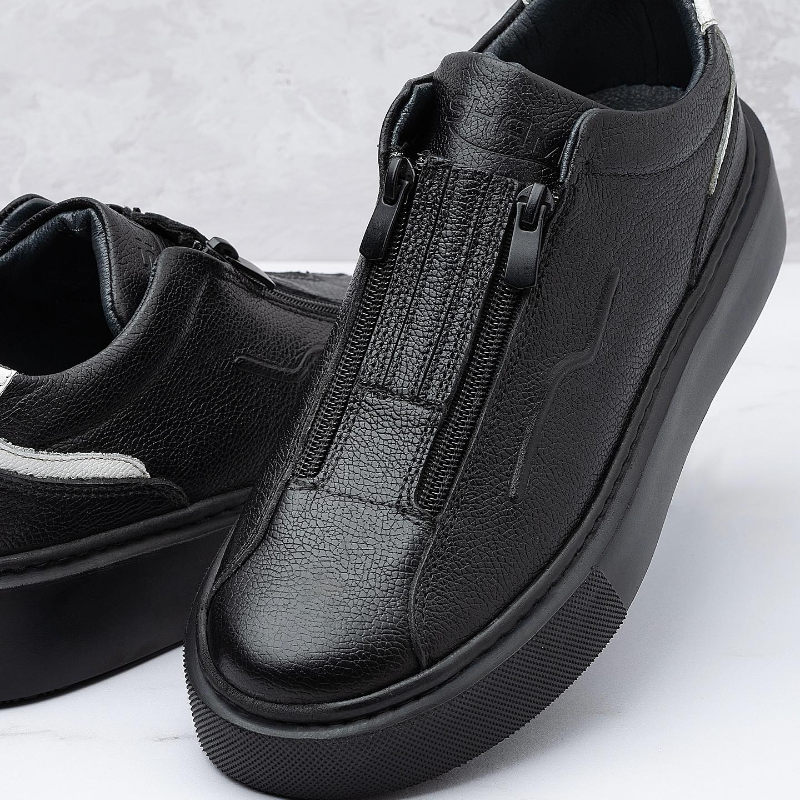 Men's Zippered Sneakers with Platform Sole