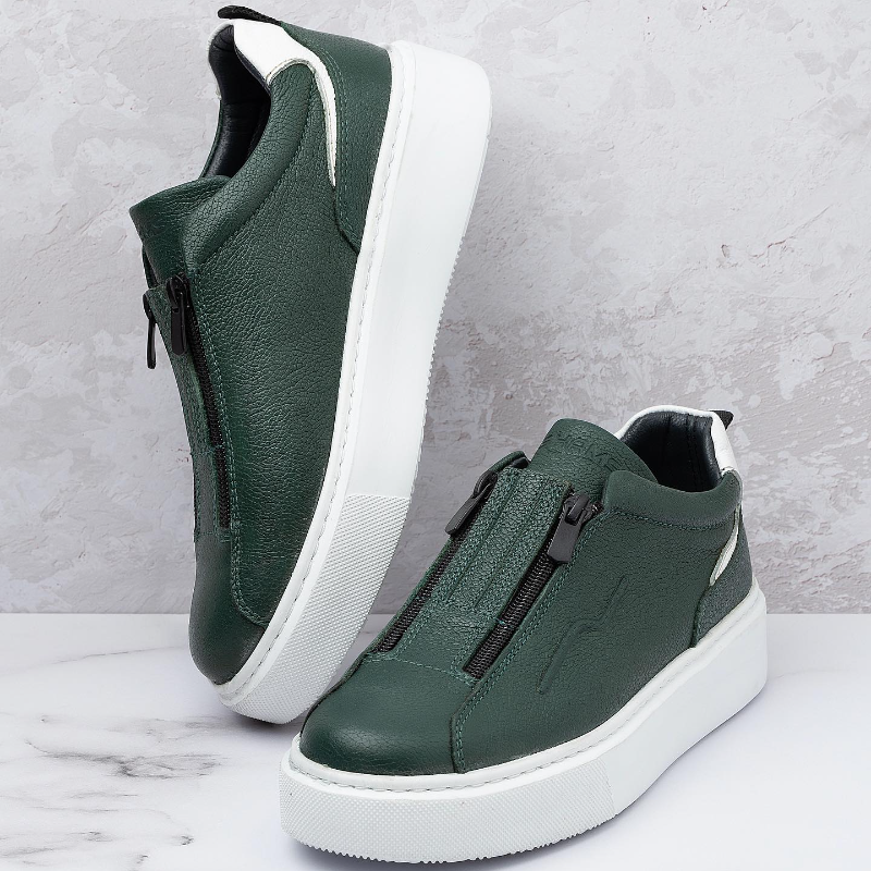 Men's Zippered Sneakers with Platform Sole