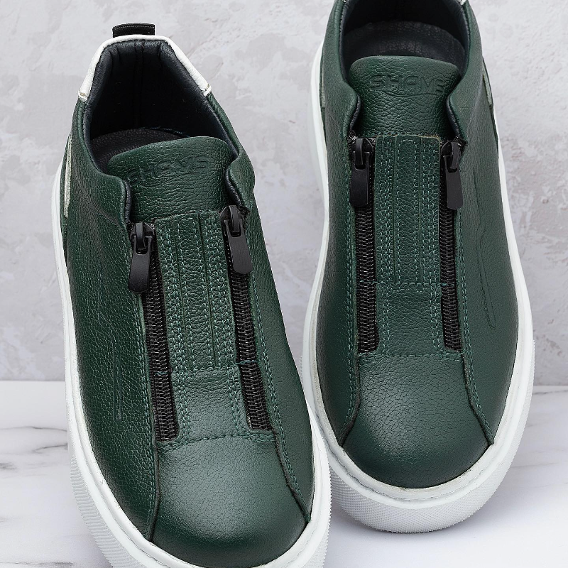 Men's Zippered Sneakers with Platform Sole