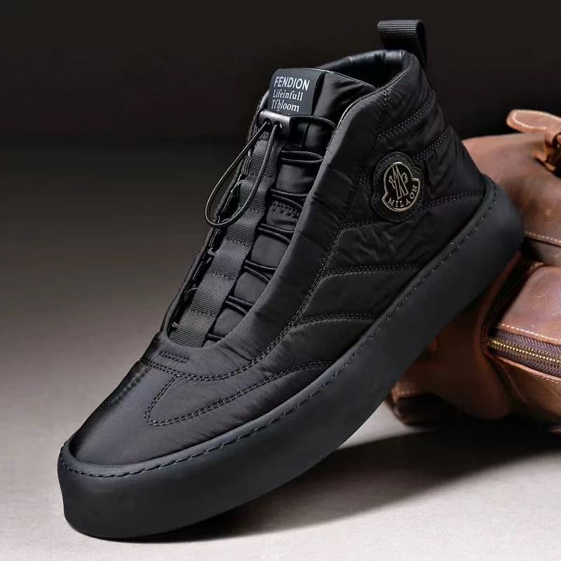 Men's Quilted Nylon High-Top Sneakers with Strap Closure