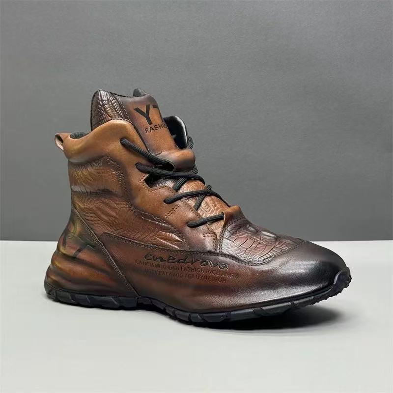 Stylish Leather Lace-Up Casual Boot