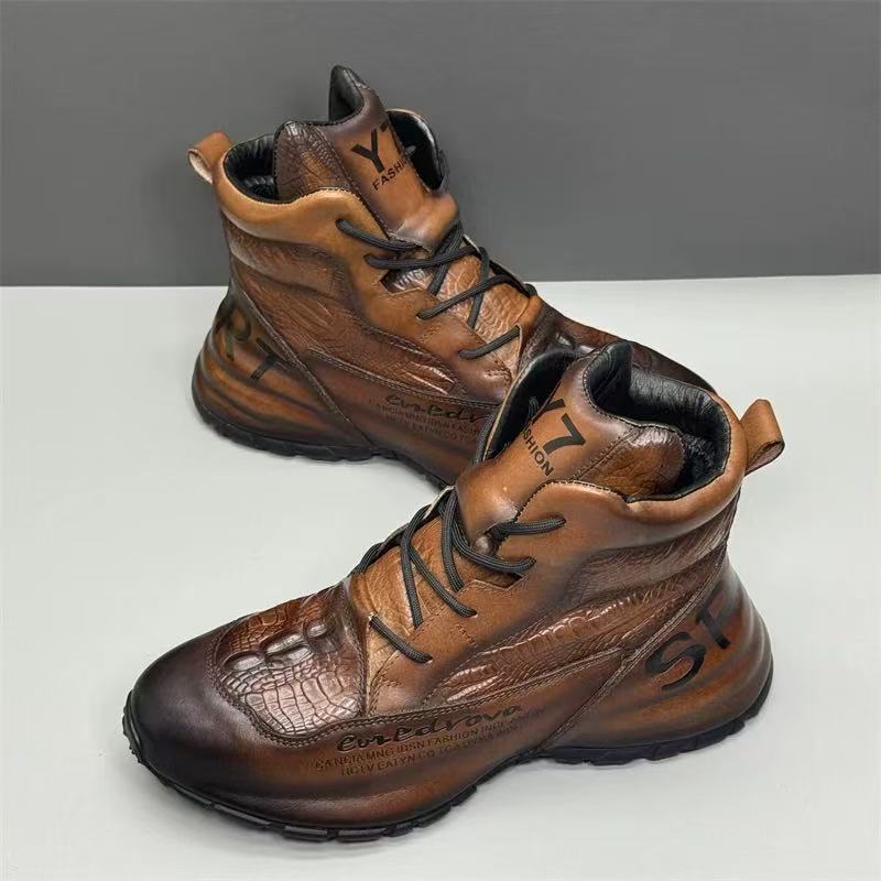 Stylish Leather Lace-Up Casual Boot