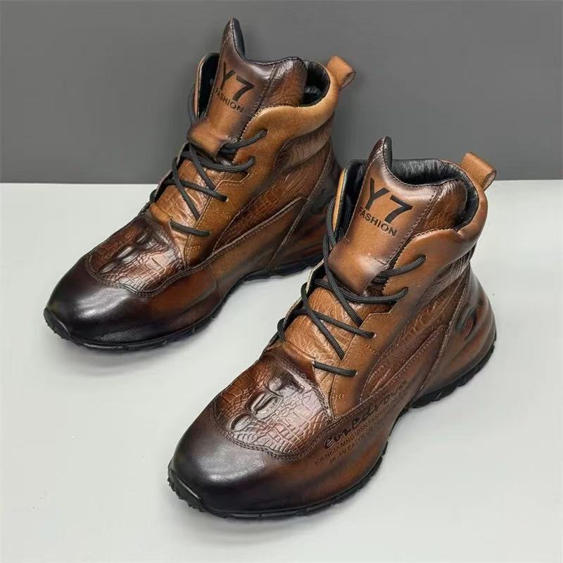 Stylish Leather Lace-Up Casual Boot