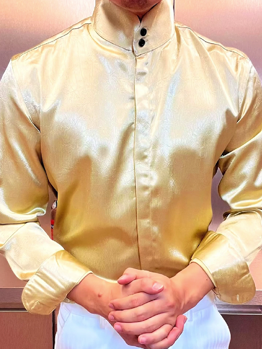 Satin Stand Collar Shirt