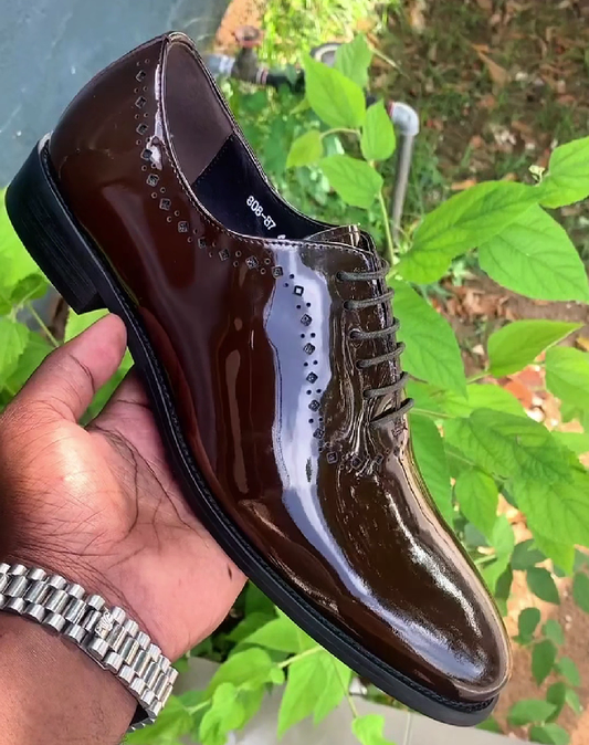 Brown Patent Oxford Shoe
