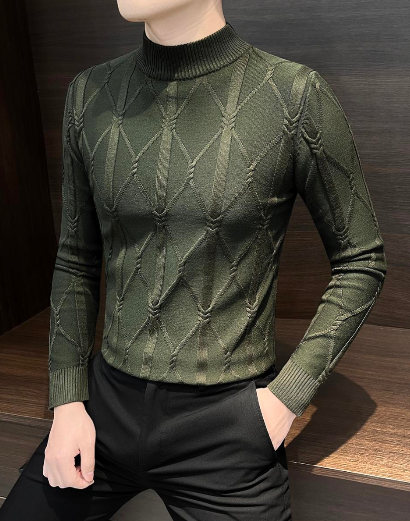 Olive Knit Turtleneck Sweater