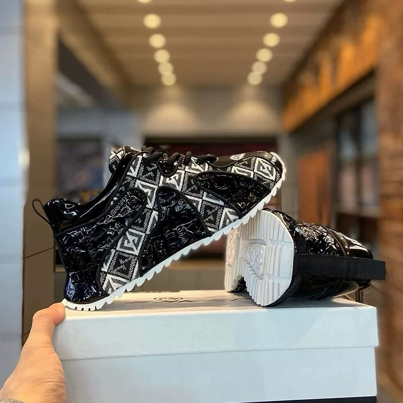 Black Patterned Patent Sneaker